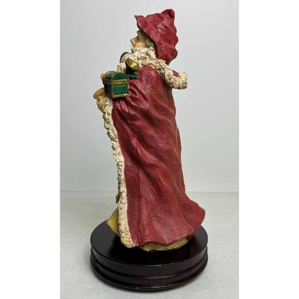 Vtg Musical Santa Figurine Wooden Base 12" Tall O Tannenbaum Wind Up Red Cape - Picture 7 of 16